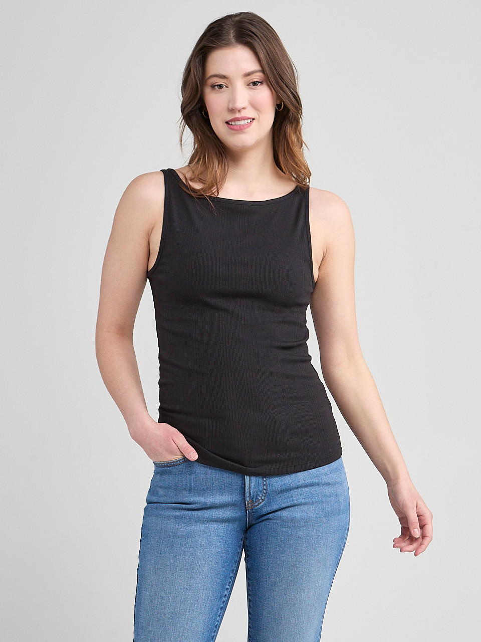 Sleeveless Boatneck Tank Black