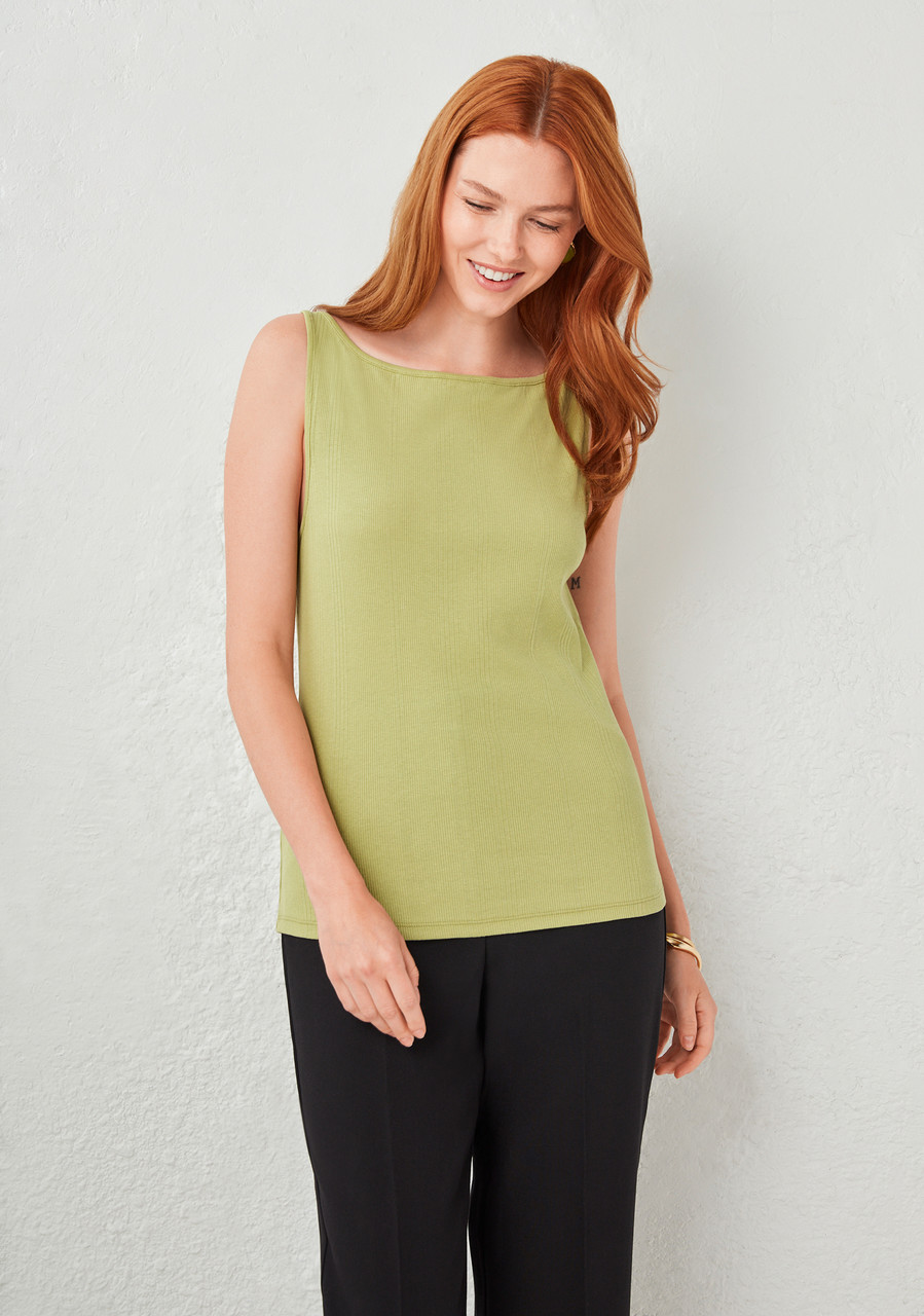 Sleeveless Boatneck Tank Pear