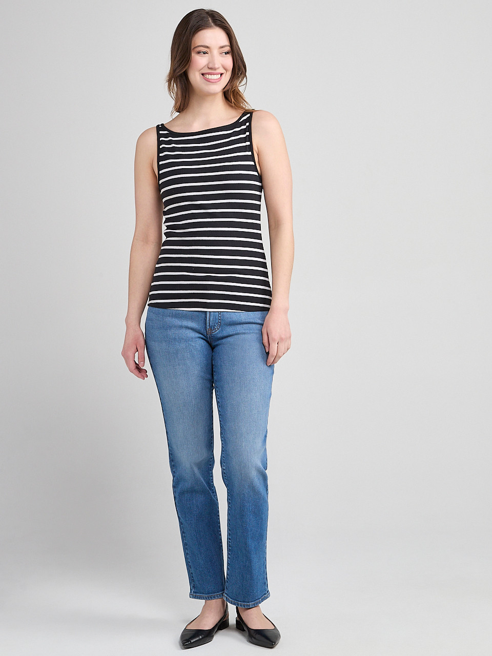 Sleeveless Boatneck Tank Stripe