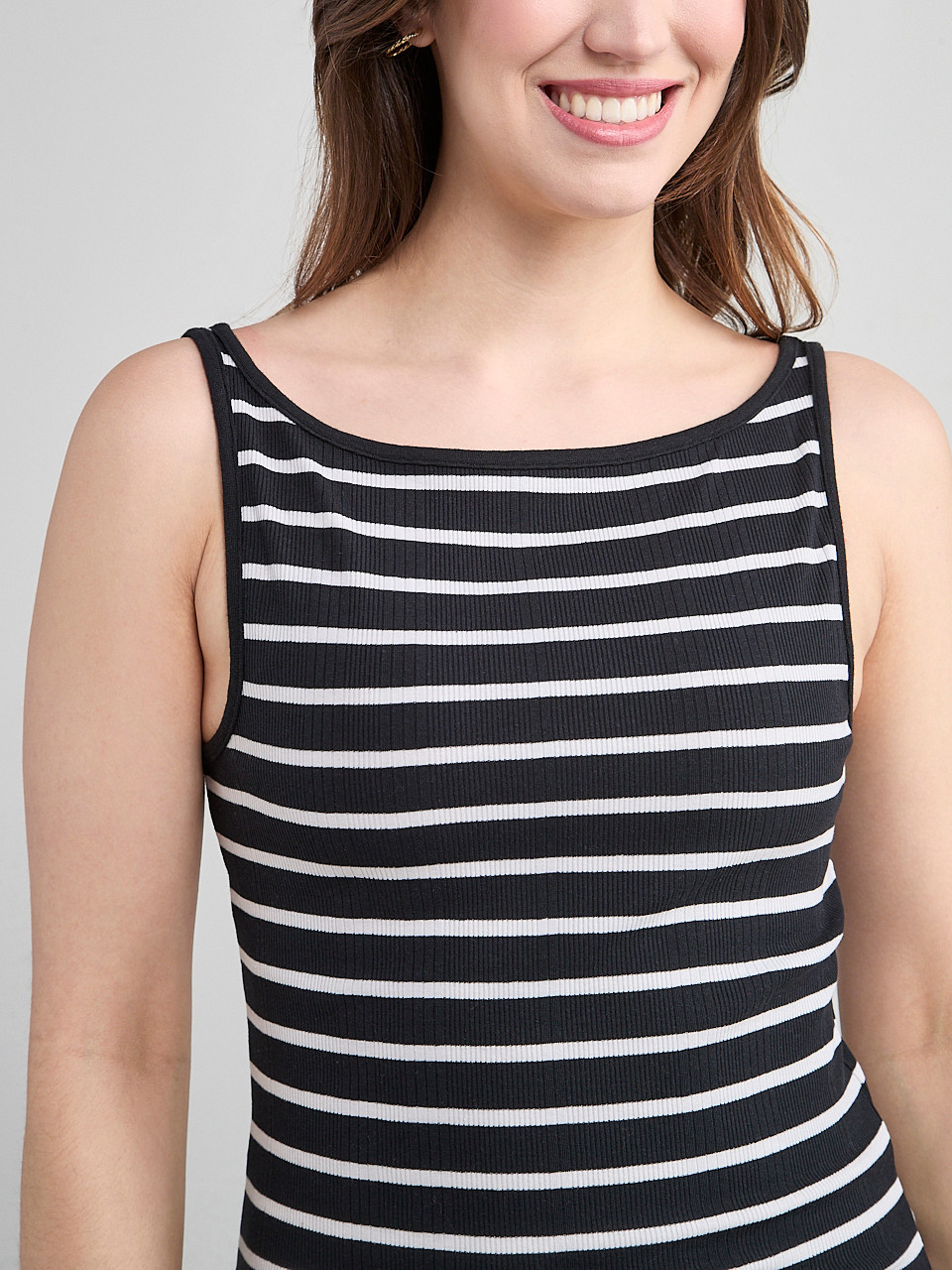 Sleeveless Boatneck Tank Stripe