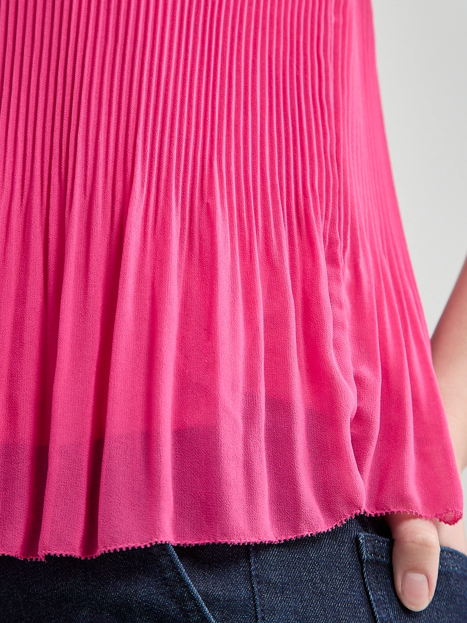 Sleeveless Pleated Top Hot Pink