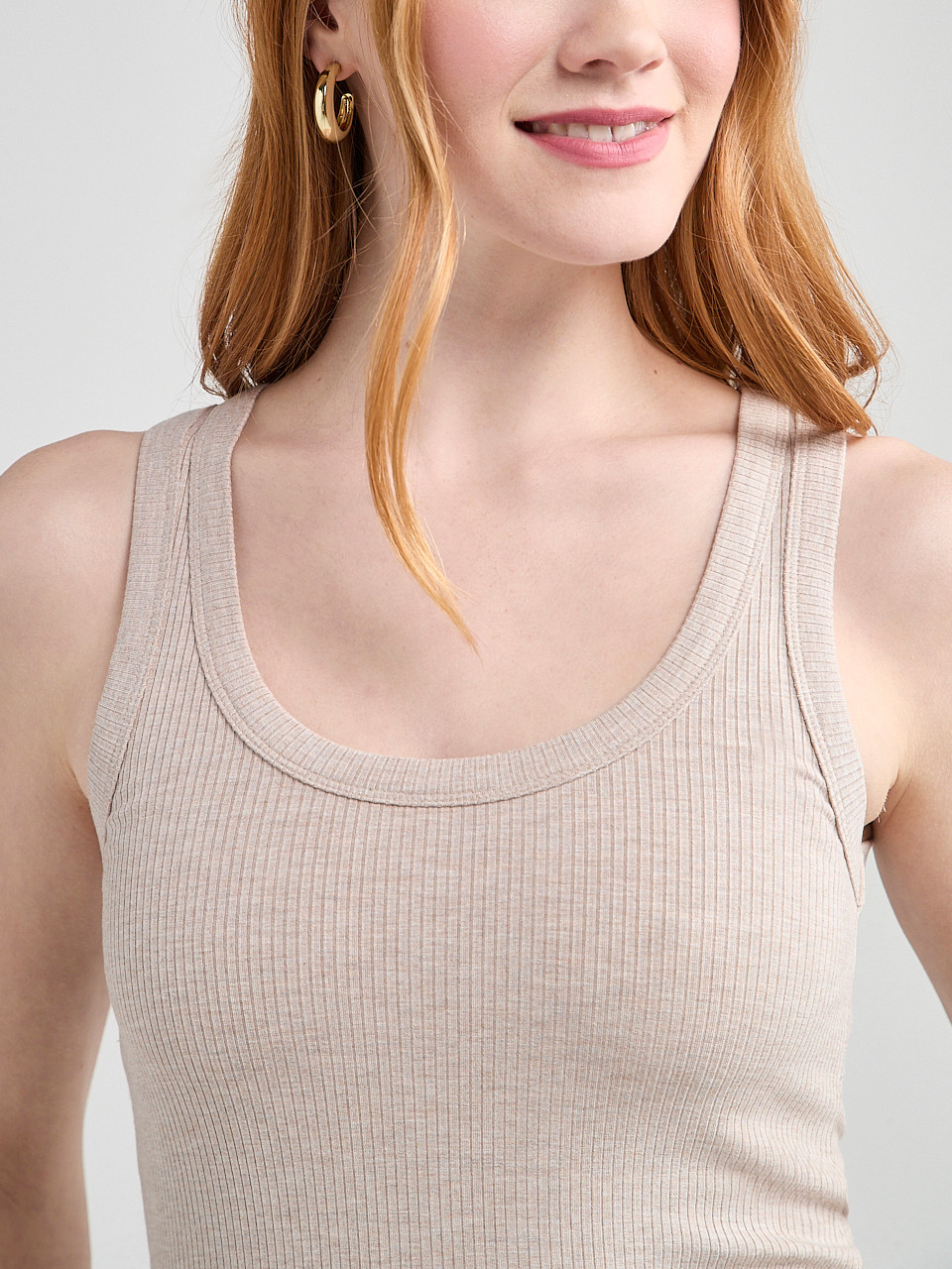 Sleeveless Rib Knit Tank Doeskin
