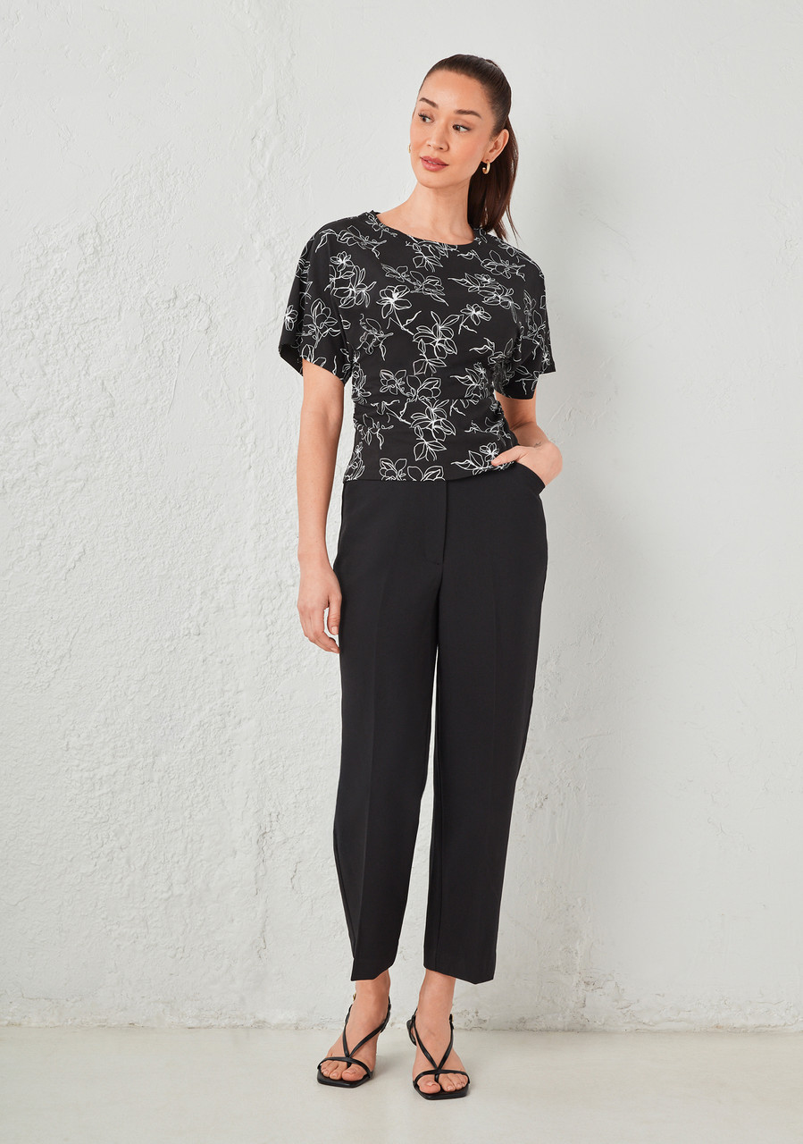 T-Shirt With Side Shirring Line Floral