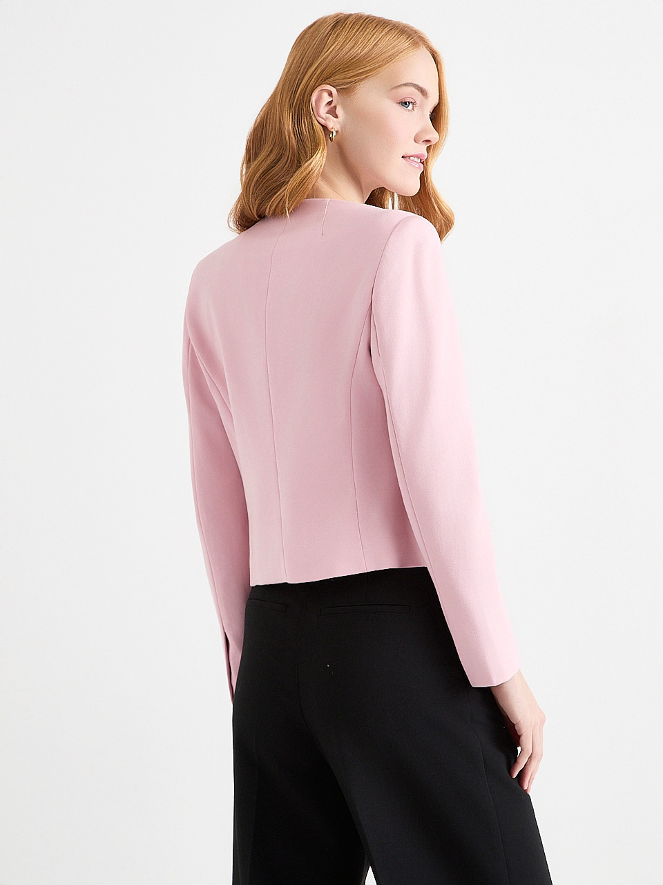 Open Collarless Short Blazer in Blush