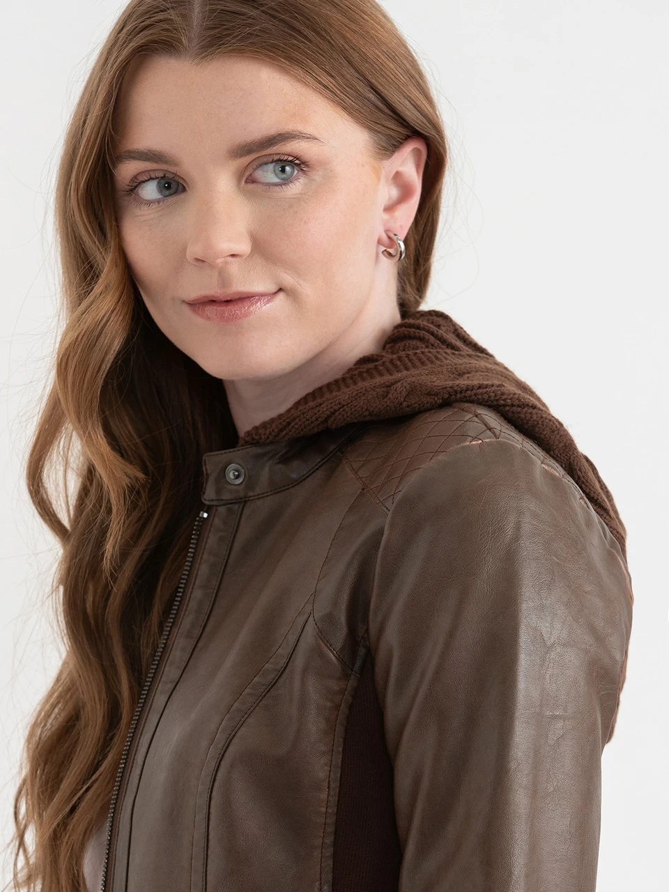 Hooded Faux Leather Jacket