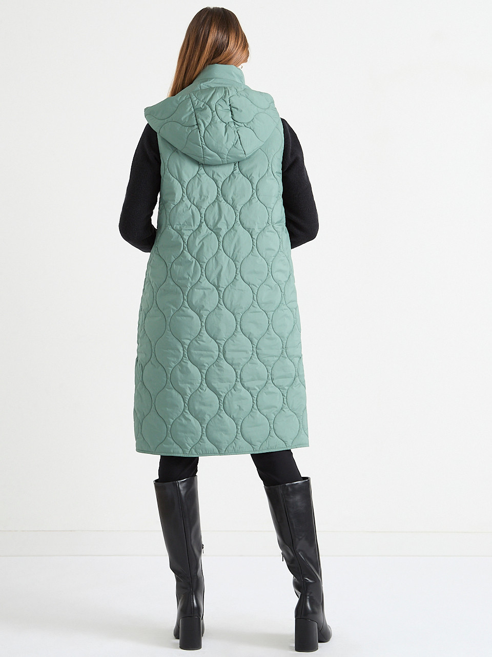 Midi Length Puffer Vest Laurel