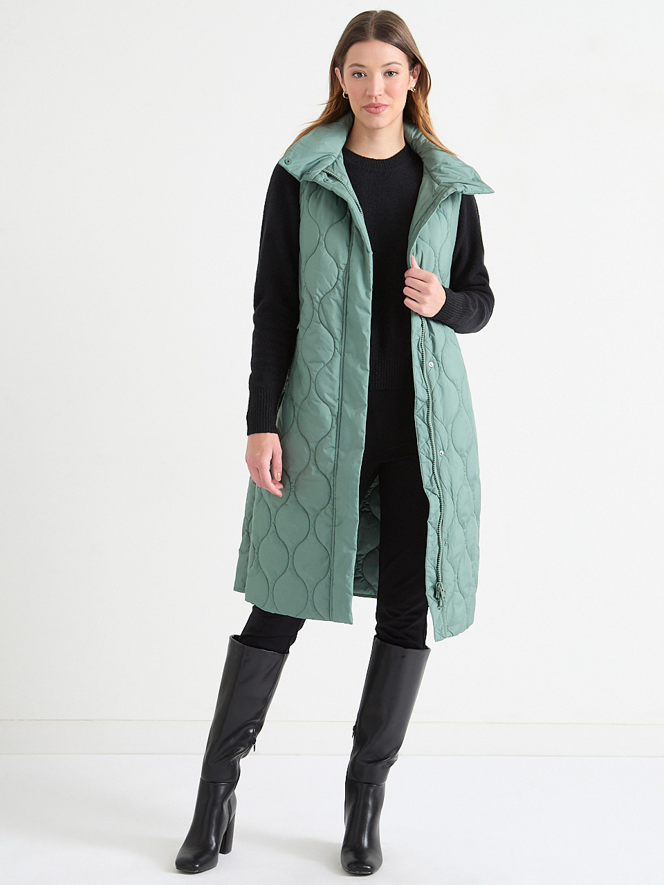 Midi Length Puffer Vest Laurel