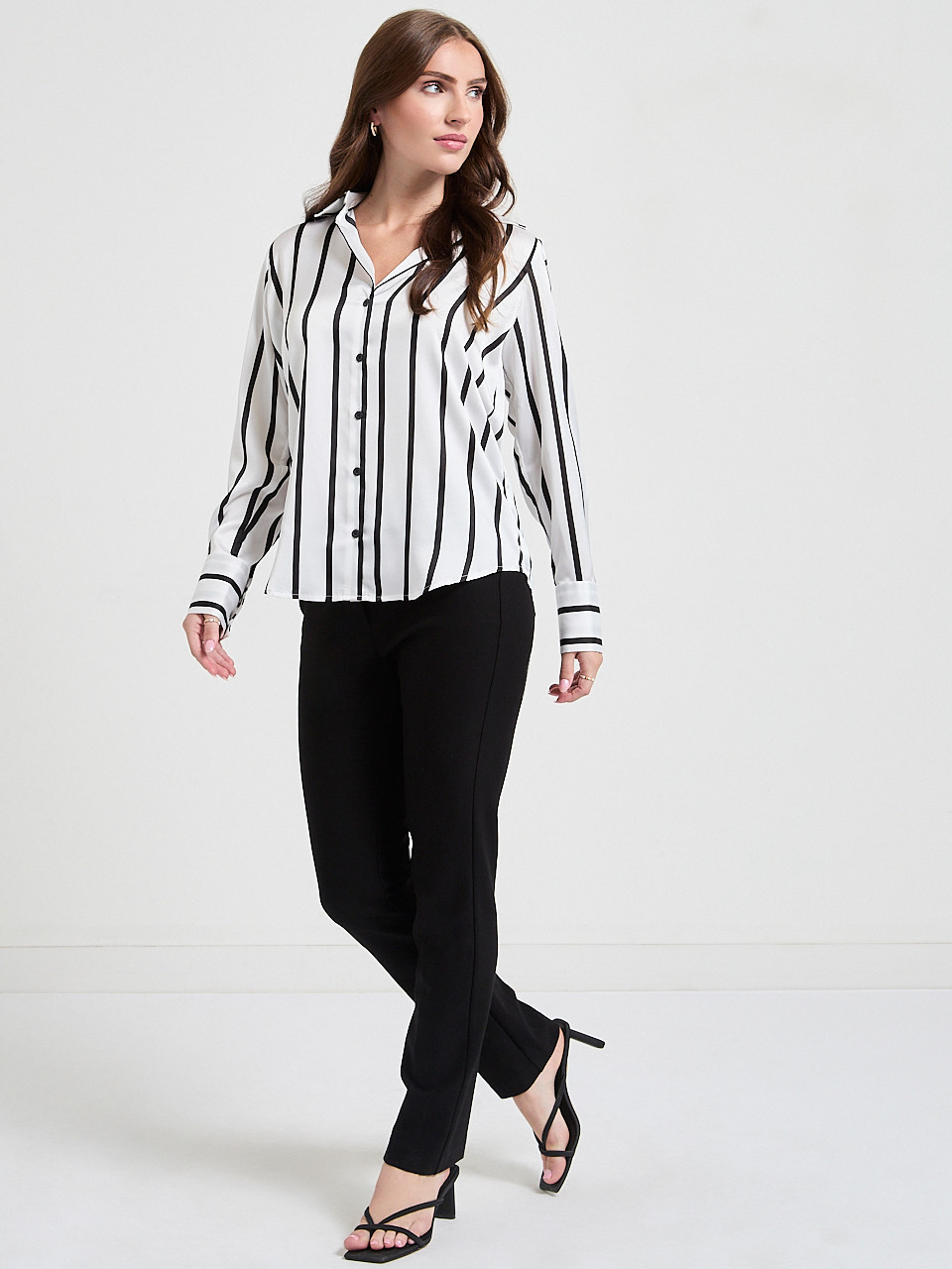 Isabel Collared Shirt Black and White Stripe