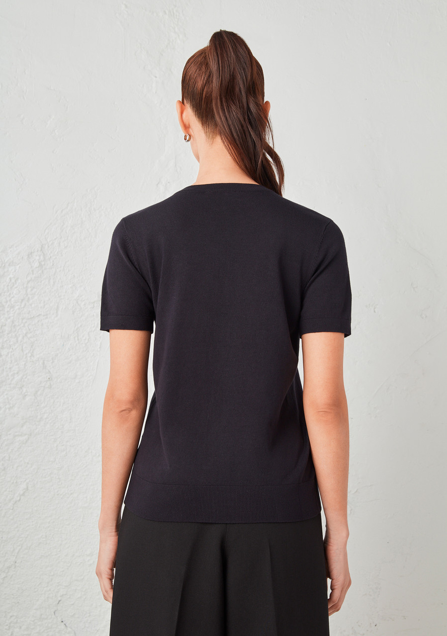Short Sleeve Button Front Cardigan Black