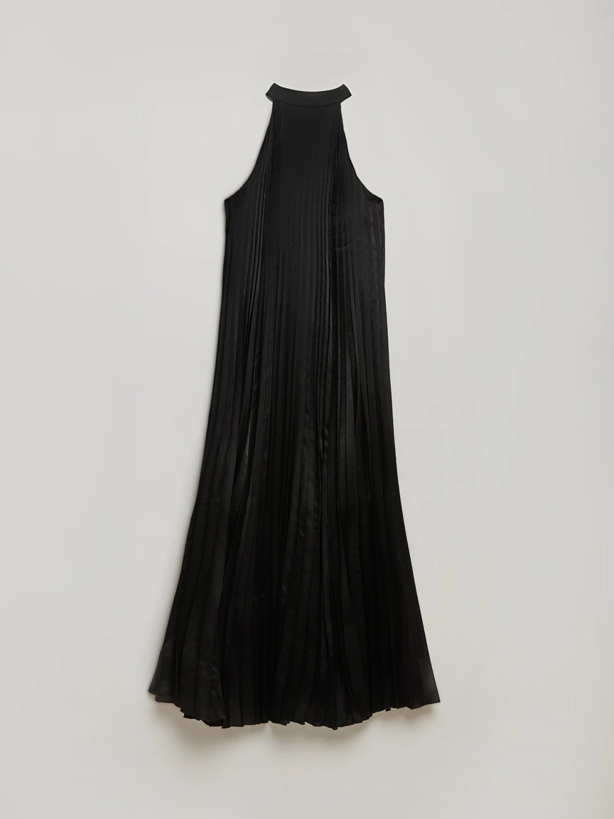Backless Satin Halter Maxi Dress