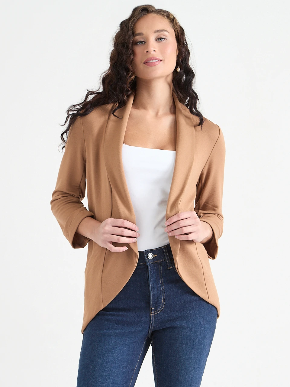 Autumn Terry Shawl-Collar Cardigan Tobacco