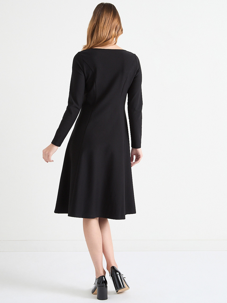 Fit & Flare Long Sleeve Midi Dress