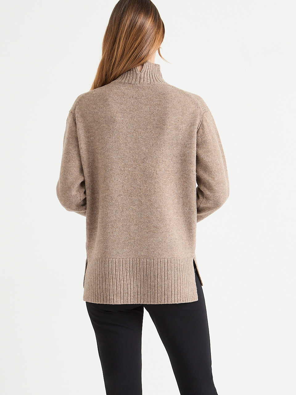 Wool-Blend Mockneck Tunic Sweater Classic Blue
