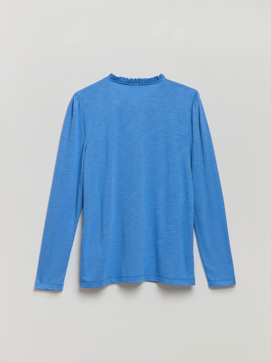 Long Sleeve Tie-Neck Henley Scattered Dot