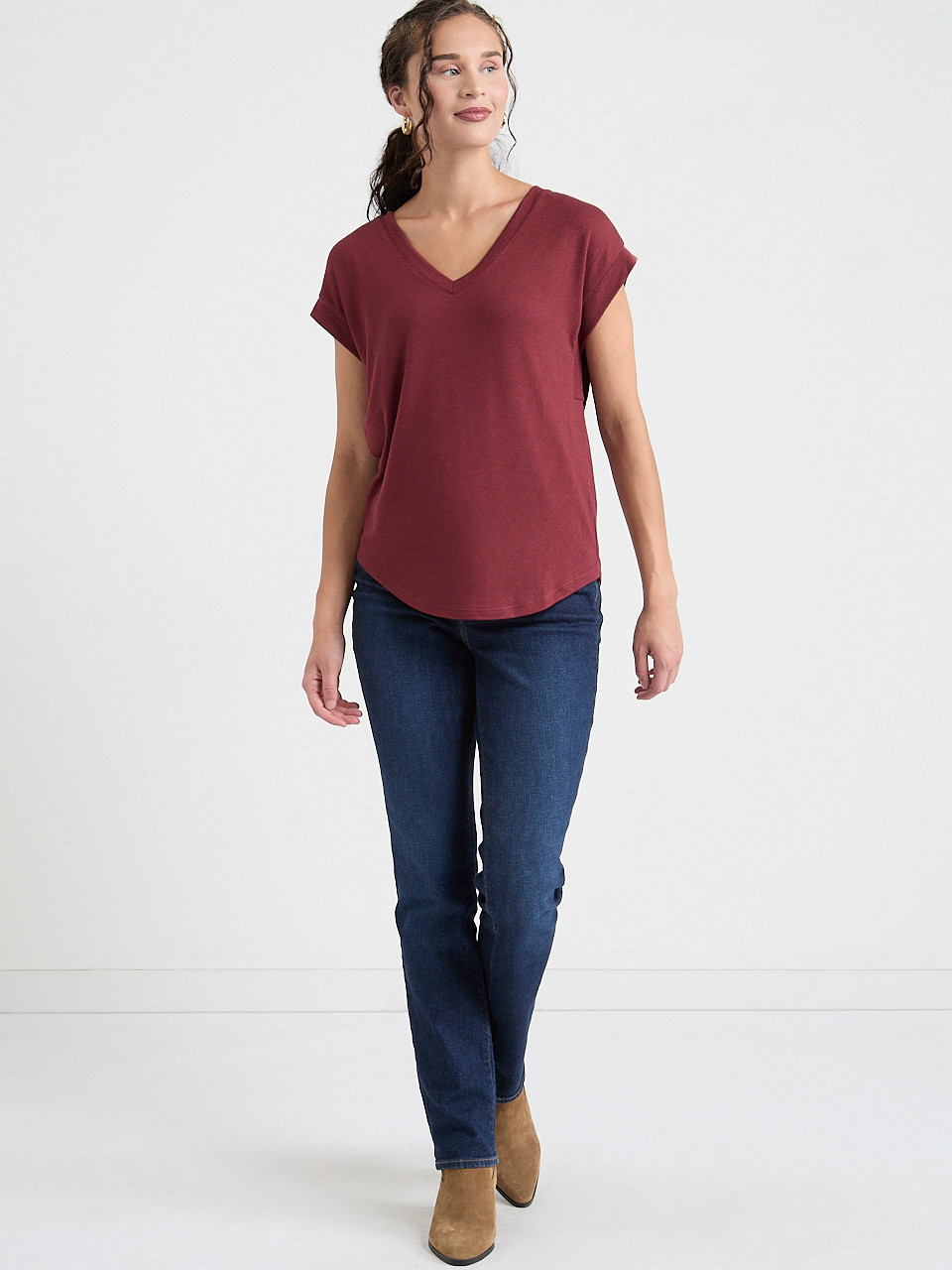 Holly V-Neck Hacci Knit Top
