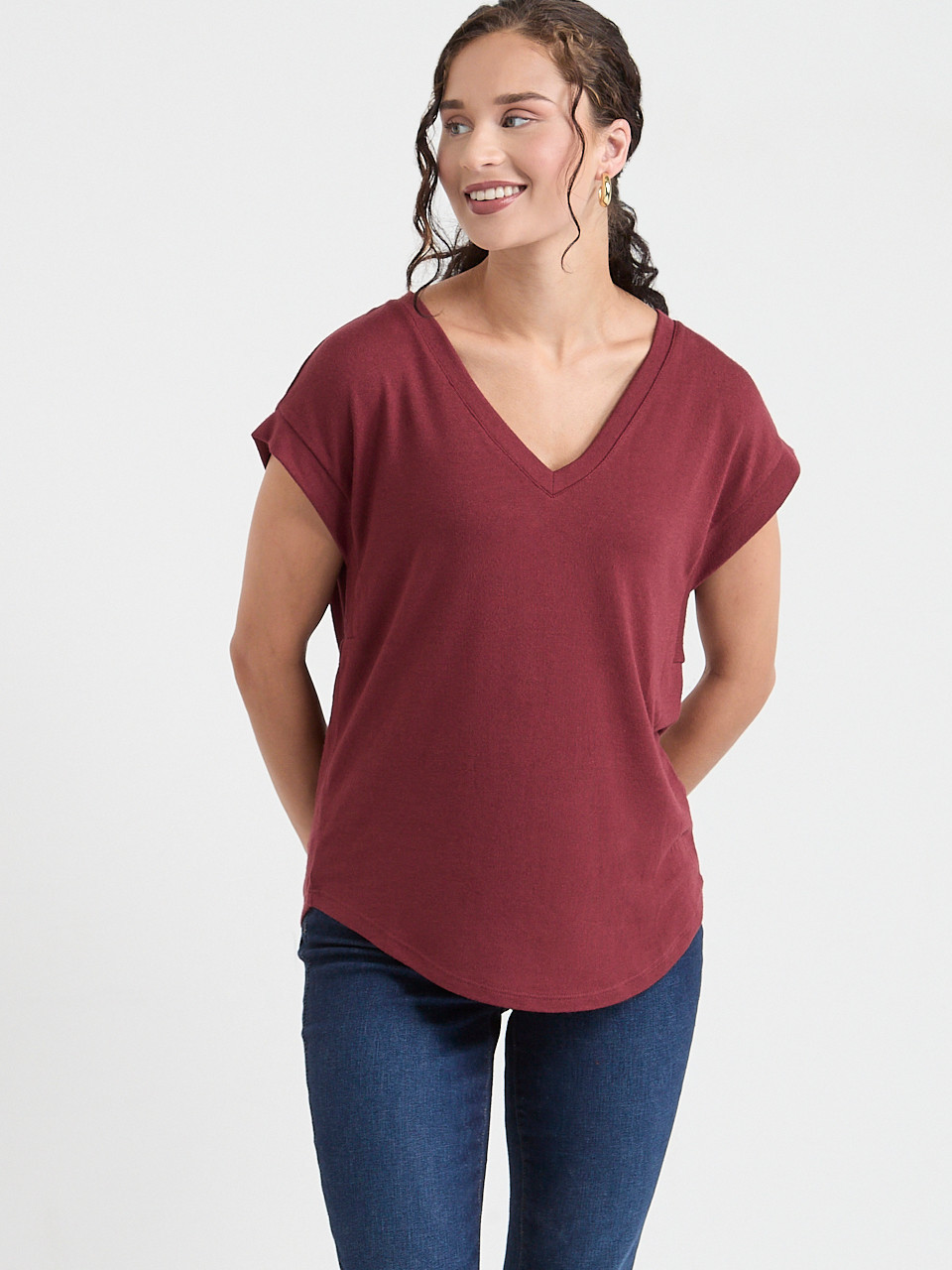 Holly V-Neck Hacci Knit Top