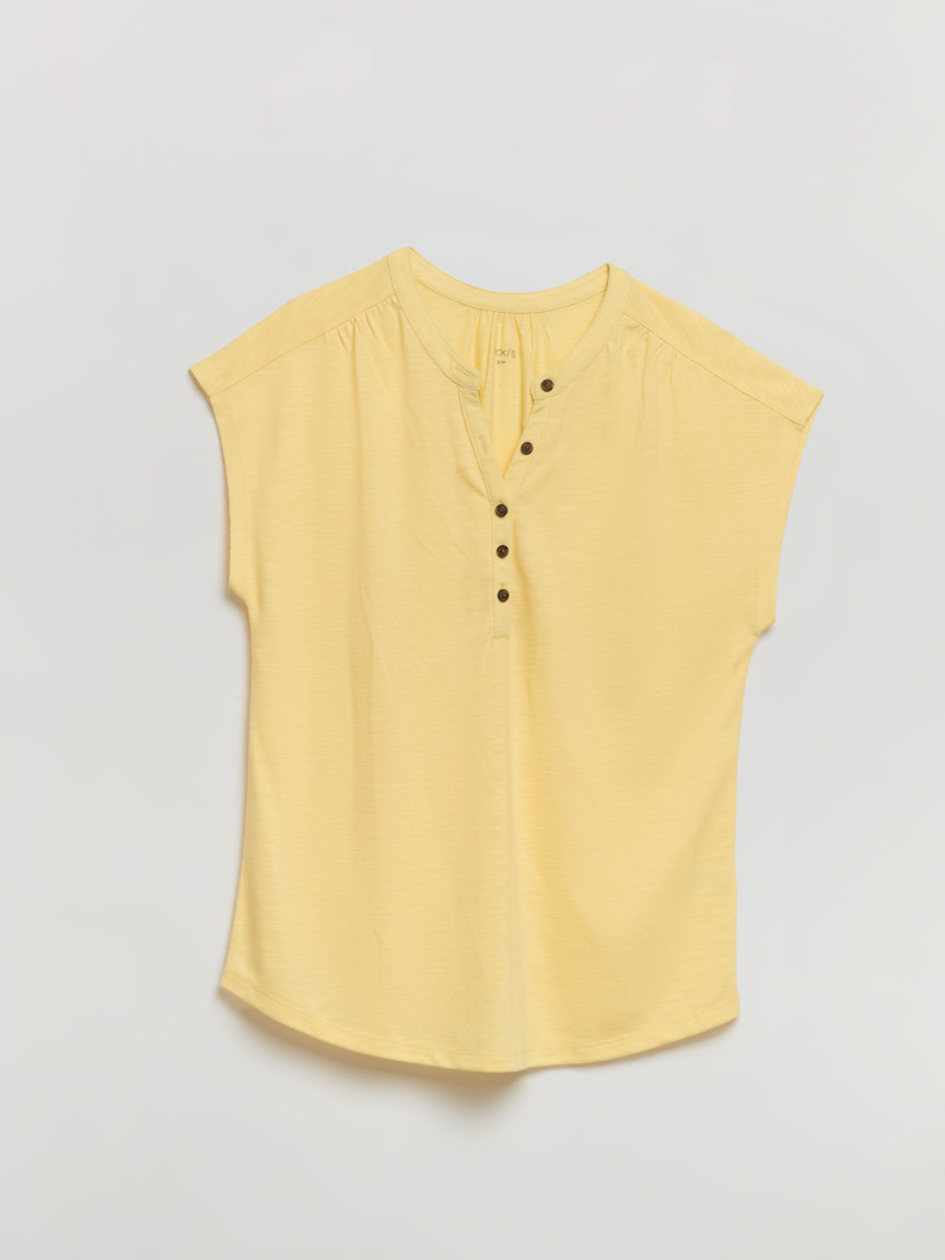 Henley T-Shirt in Pale Banana