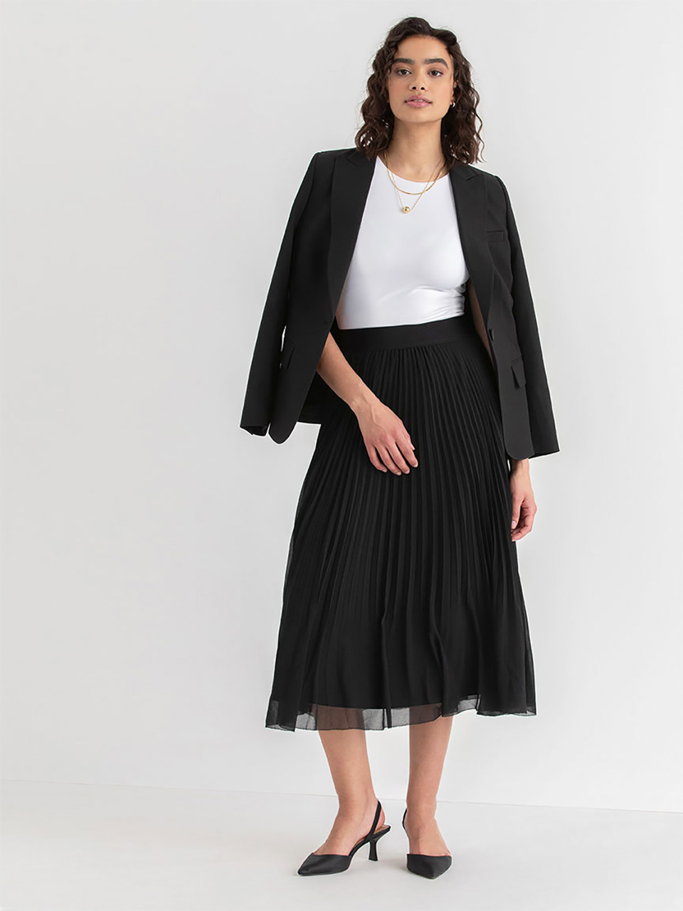 Release Pleat Black Midi Skirt