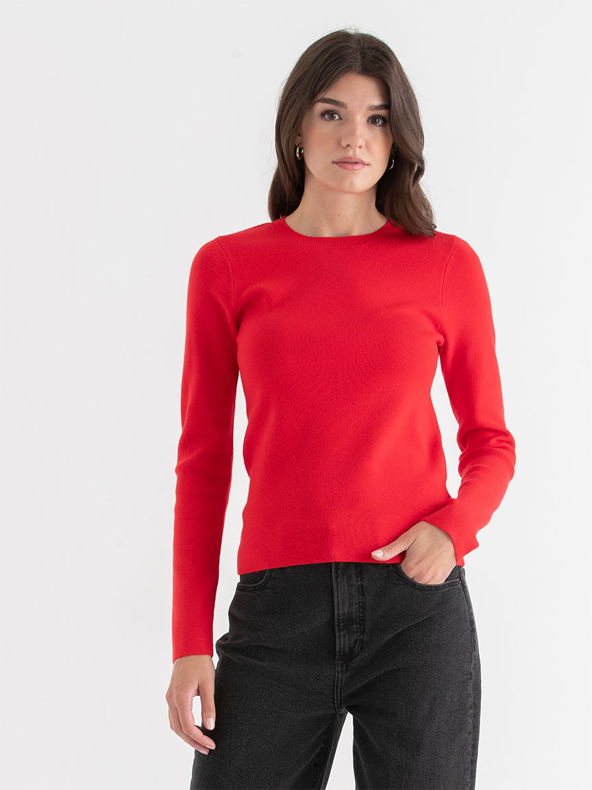 Ribbed Crew Neck Pullover