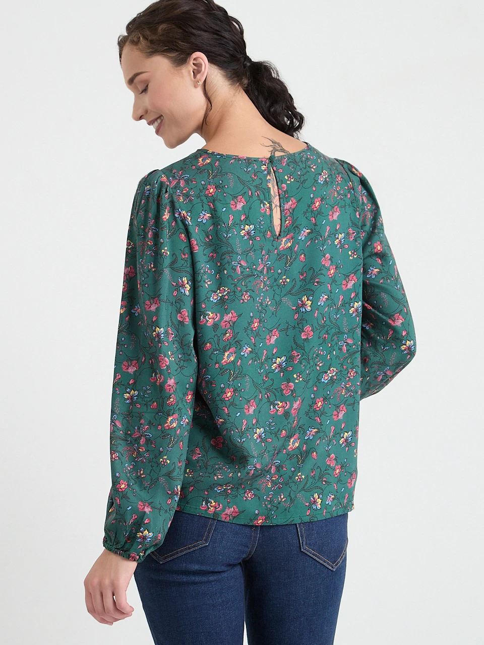 Long Sleeve Patterned-Blouse