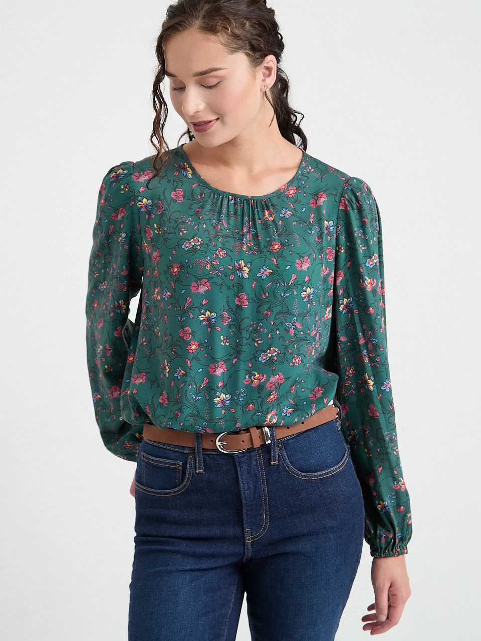 Long Sleeve Patterned-Blouse