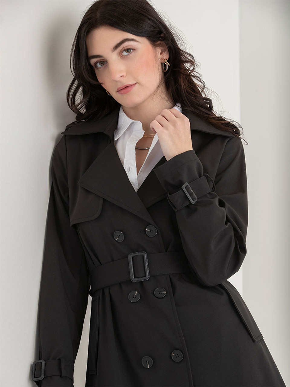 【laubeblanc】Wide belt Trench coatブラック Wide belt Trench coat – L'AUBE BLANC