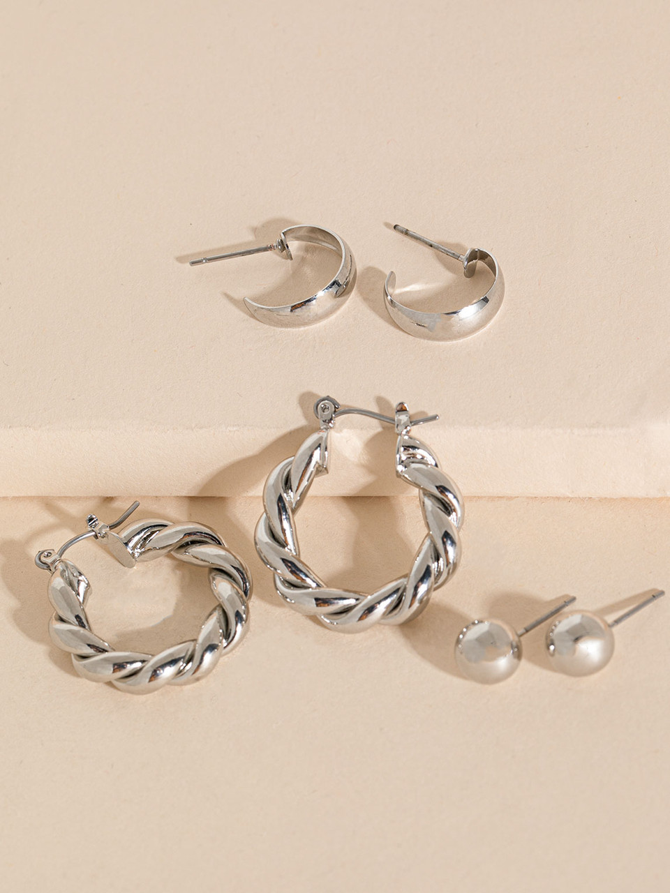 Trio Pack Earrings - Studs, Huggies, & Hoops