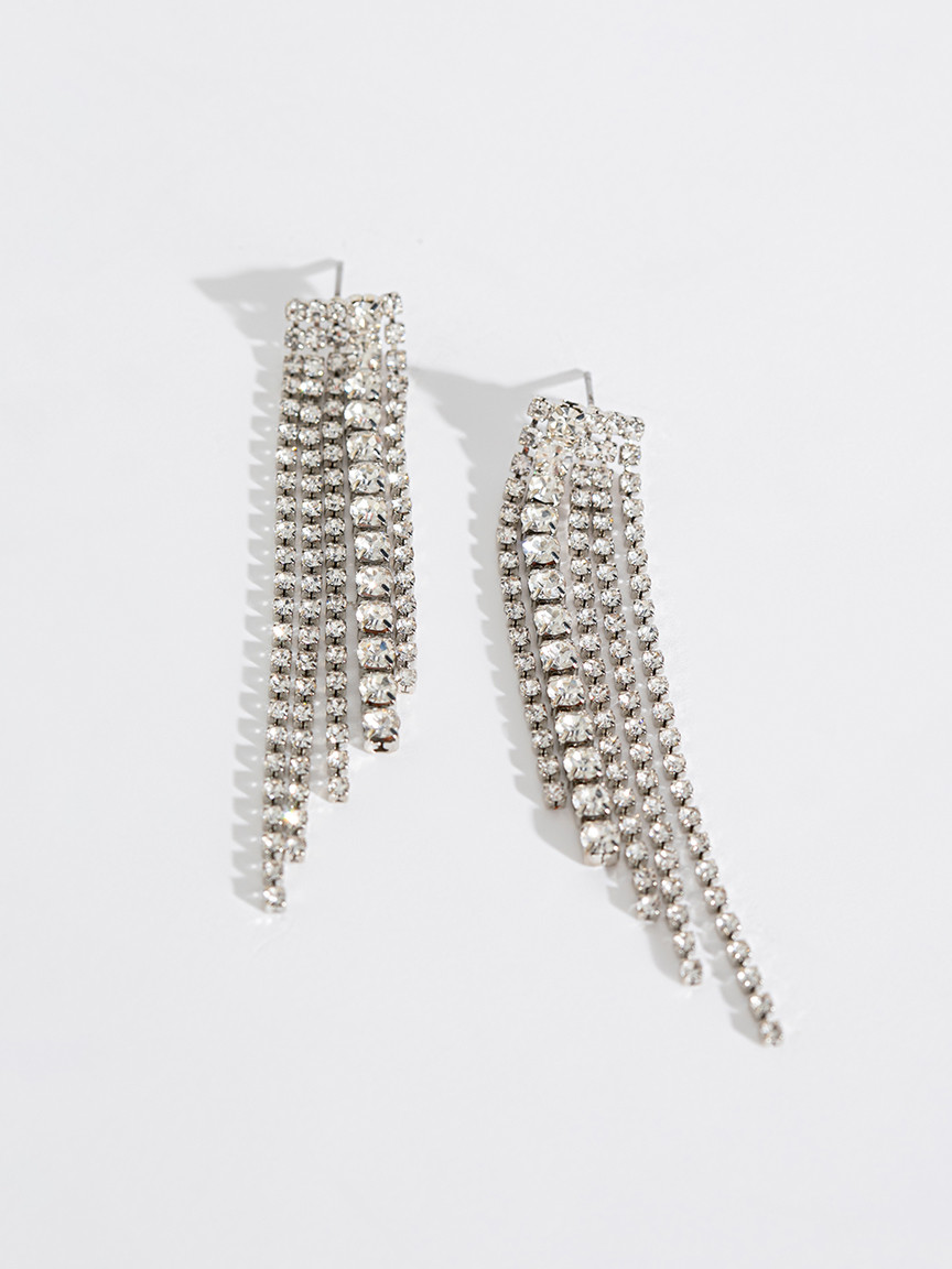 Glass Stone Chain Earrings