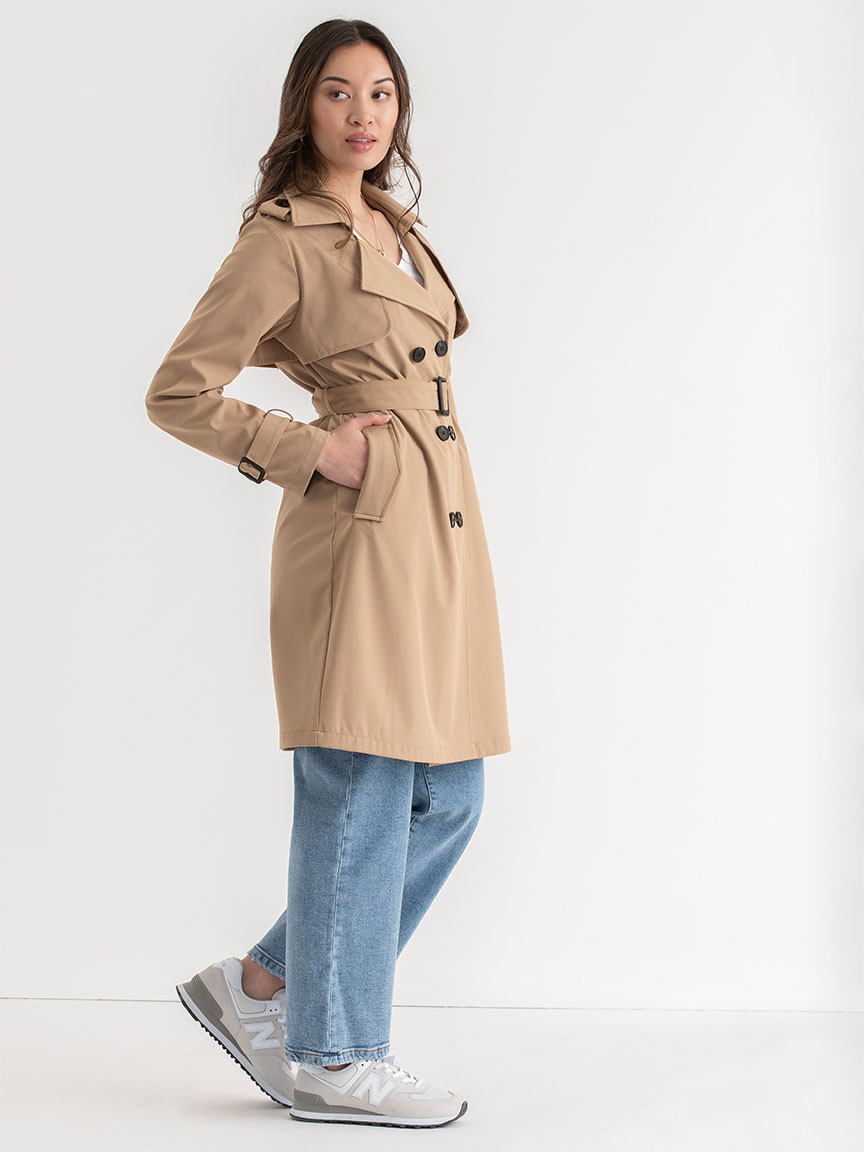 Long Double Breasted Beige Trench