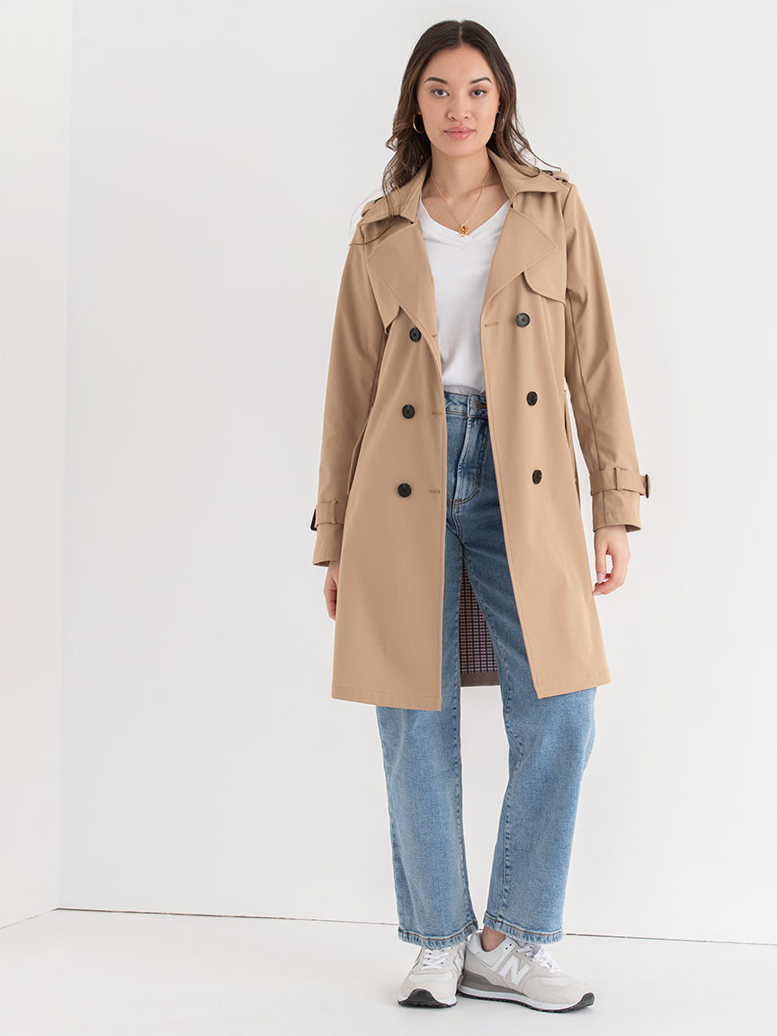 Long Double Breasted Beige Trench