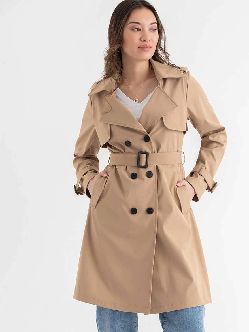 Long Double Breasted Beige Trench