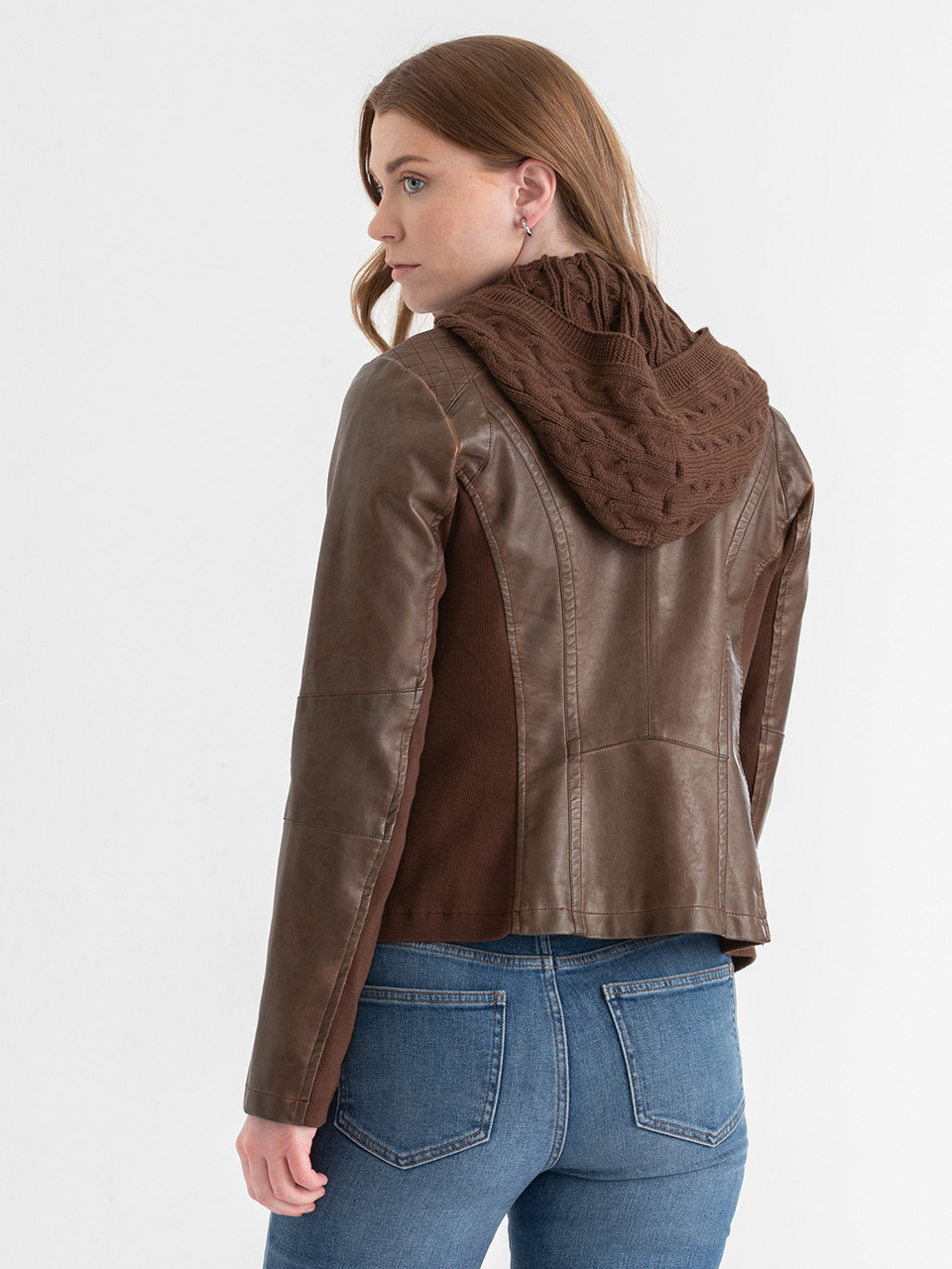 Hooded Faux Leather Jacket | Rickis