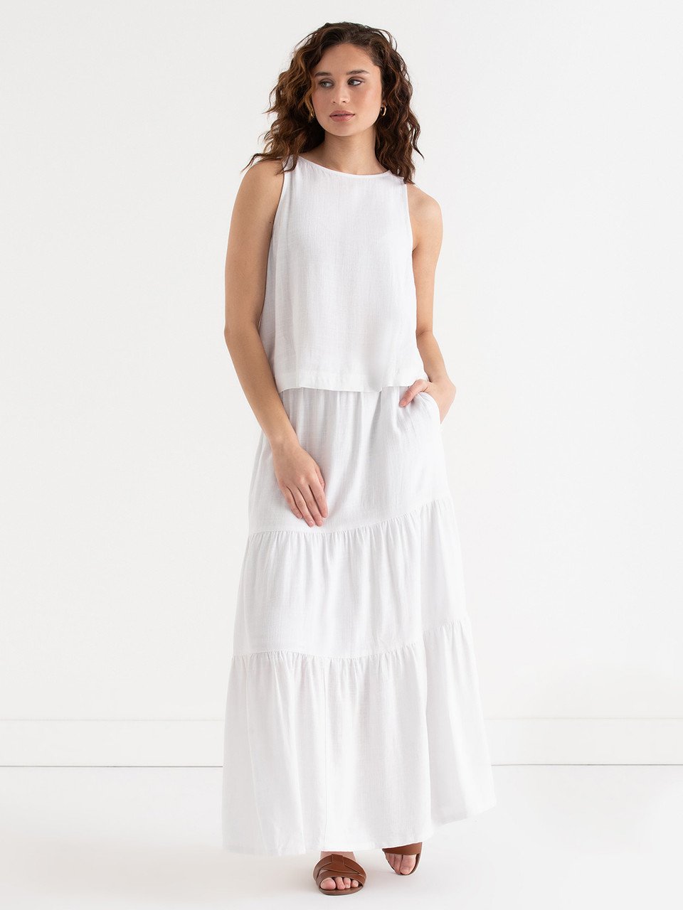 Tiered Linen Maxi Skirt