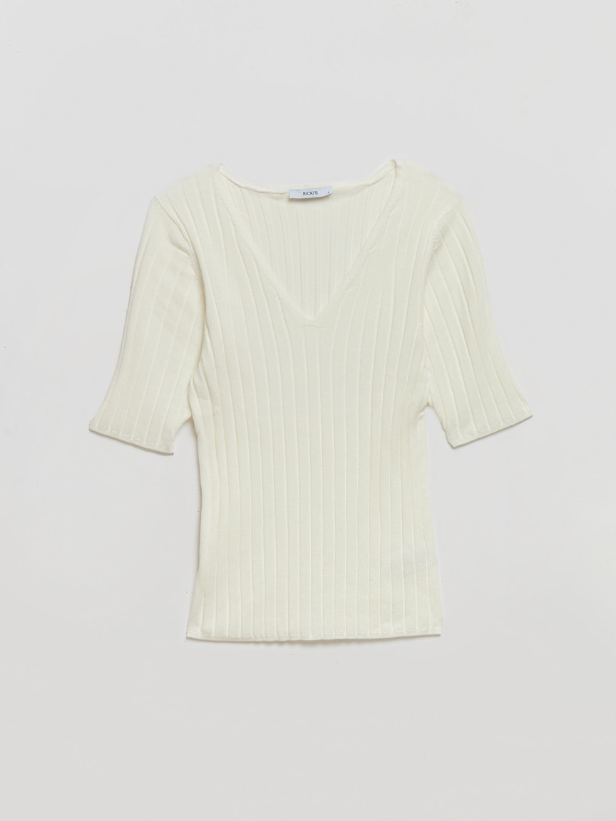 Elbow Sleeve V-Neck Sweater