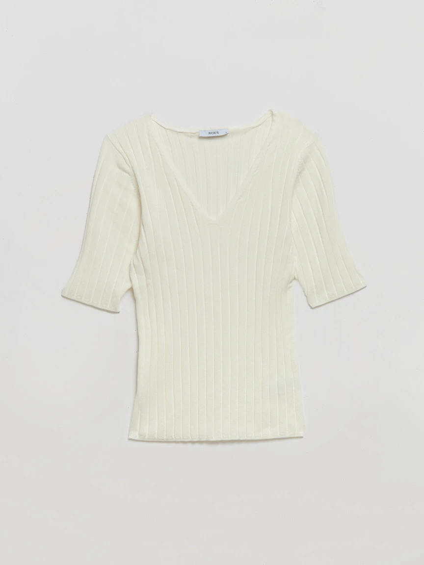 Elbow Sleeve V-Neck Sweater