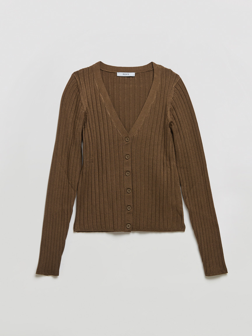V-Neck Rib Cardigan