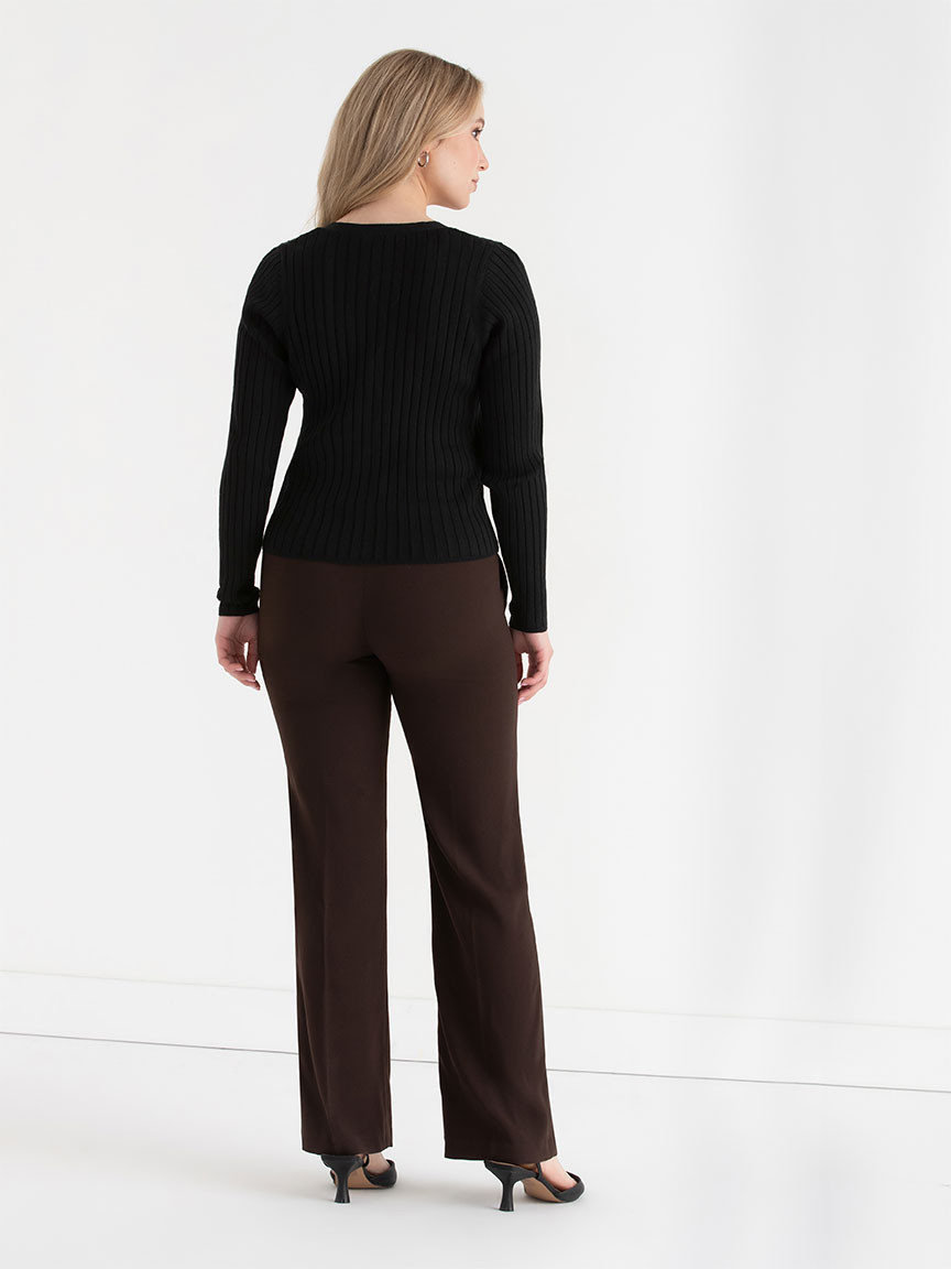 V-Neck Long Sleeve Rib Cardigan