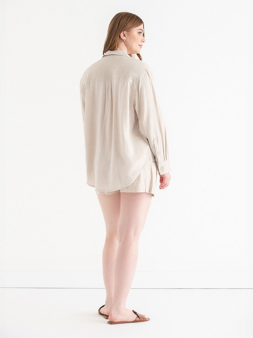 Relaxed Fit Linen Button-Up Shirt