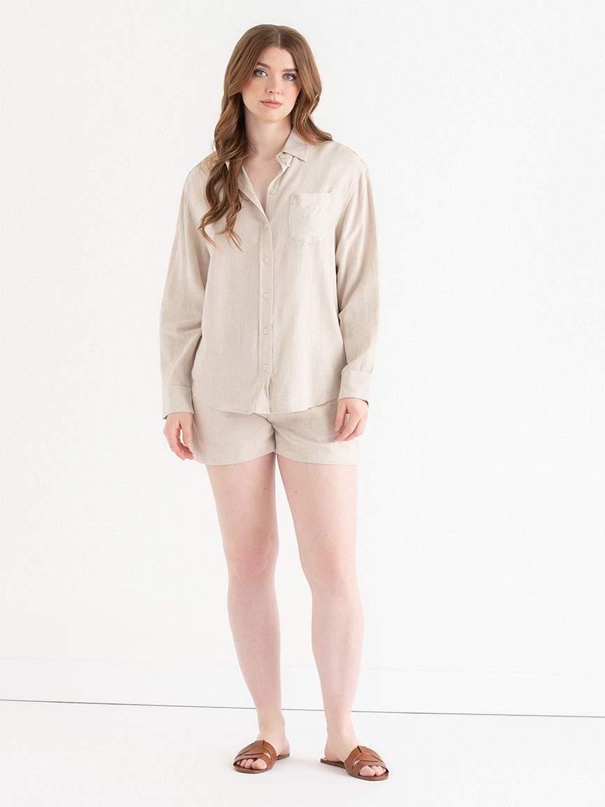 Relaxed Fit Linen Button-Up Shirt