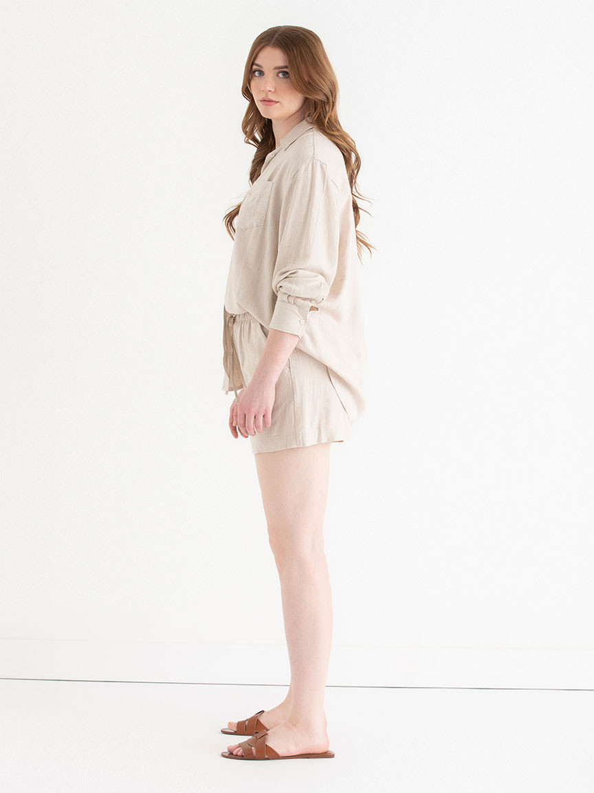 Relaxed Fit Linen Button-Up Shirt