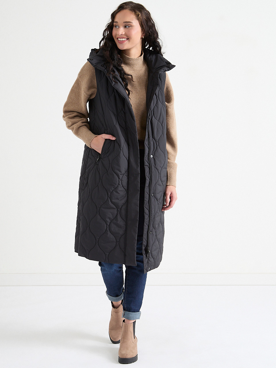Midi Length Puffer Vest