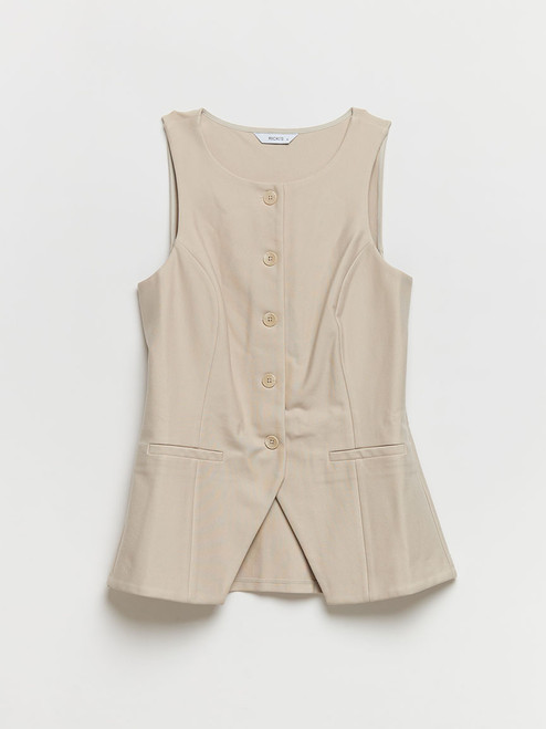 Crew Neck Vest in Luxe Ponte