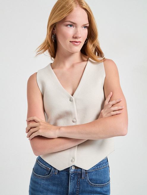 Button Front Knit Vest