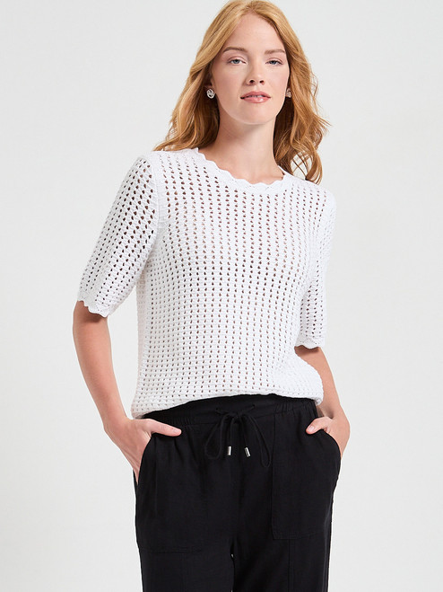Short Sleeve Cotton Stitch Pullover