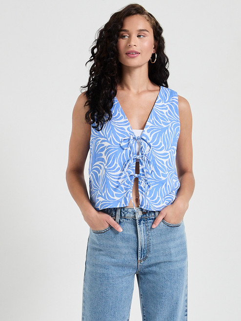 Tie Front Top in Linen