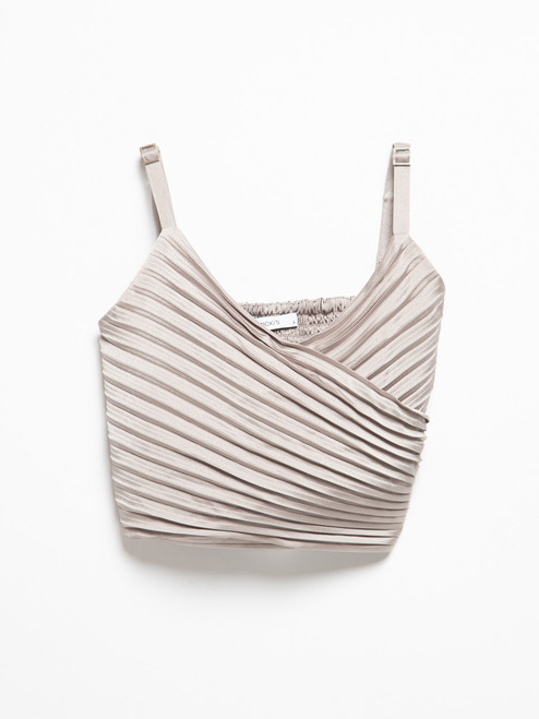 Sleeveless Pleated Satin Tank