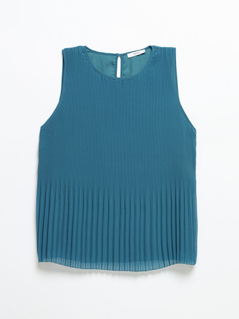 Release Print Sleeveless Blouse in Lyon's Blue