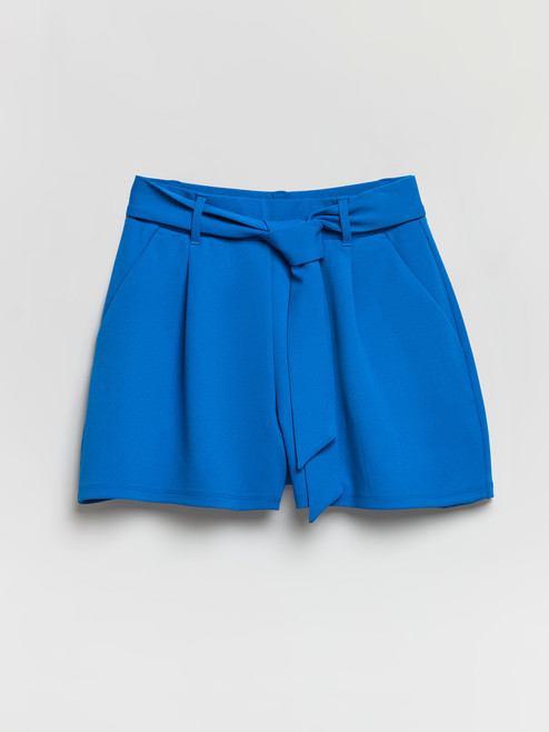 Belted Shorts in Scuba Crepe in Directoire Blue