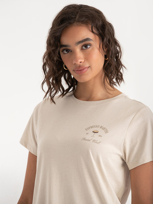 Relaxed Crew Neck Tee Shirt in Espresso Screen
