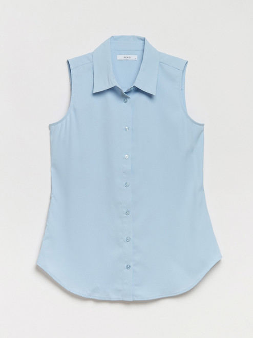 Nicole Sleeveless Collared Shirt in Kentucky Blue